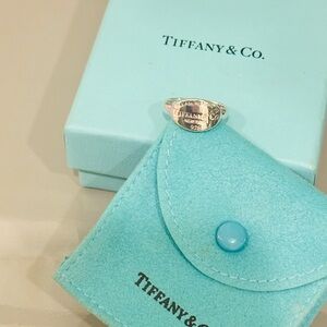 Tiffany & Co. Silver Ring with Blue Box and Pouch